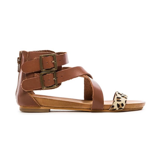 Genuine Leather/Cow Hair Cognac Gladiator Sandals - Picture 4 of 4